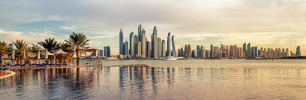 dubai skyline and sea