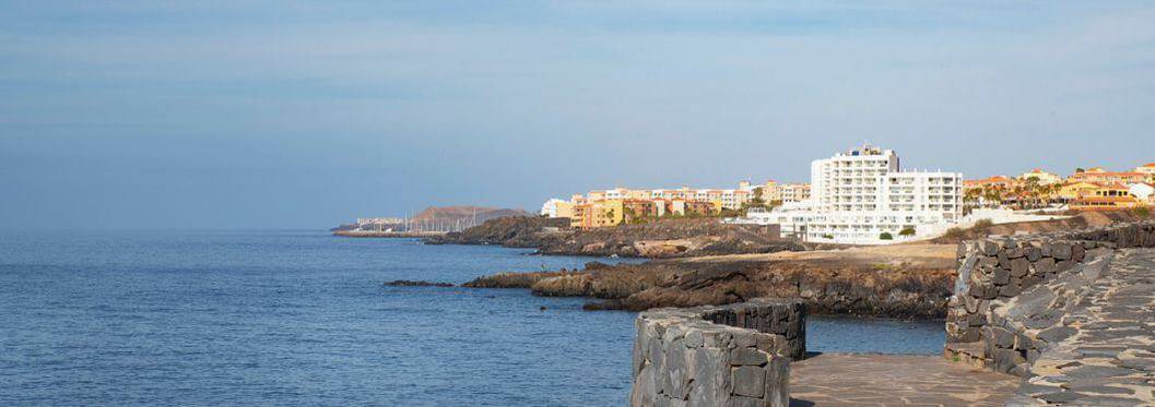 Clear vistas towards San Blas and Golf del Sur, popular southern resorts in Tenerife, Canary Islands, Spain