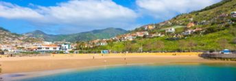 Panorama of famous Machico bay beach in Madeira