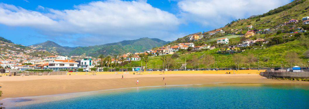 Panorama of famous Machico bay beach in Madeira