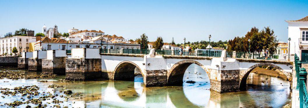 Historic bridge in Tavira, Algarve, Portugal, Europe