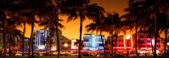 United states street with motel and palm trees
